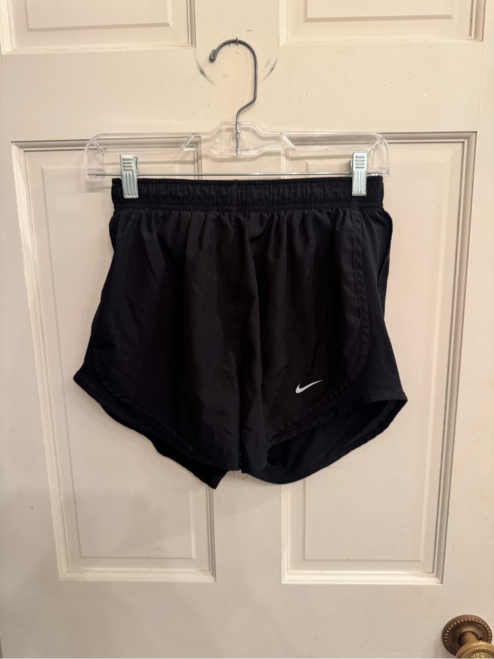 Nike Women's Black Athletic Running Shorts with White Swoosh